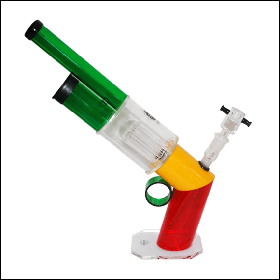 BONG – ACRYLIC – RASTA PISTOL – 12″